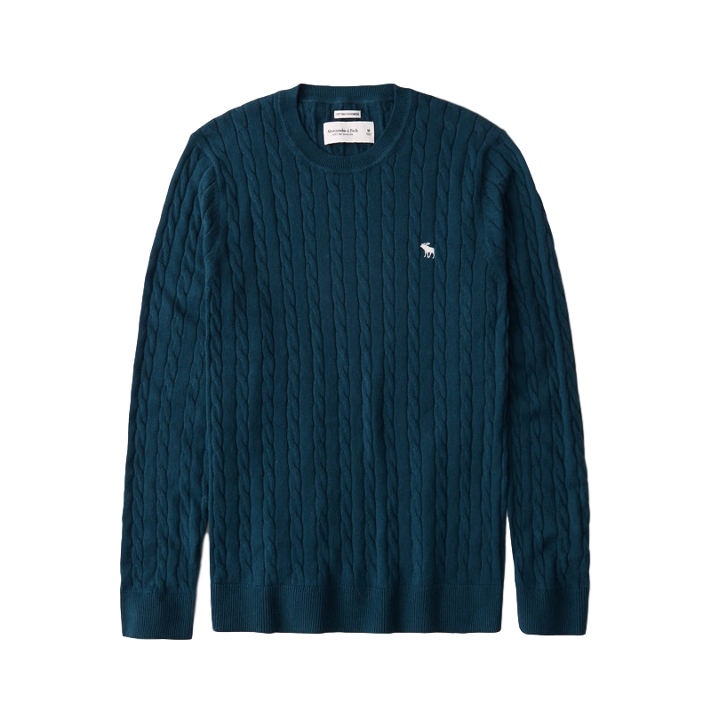 Abercrombie Fitch 棉山羊绒麻花纹圆领长袖针织衫 男女同款 306886-1