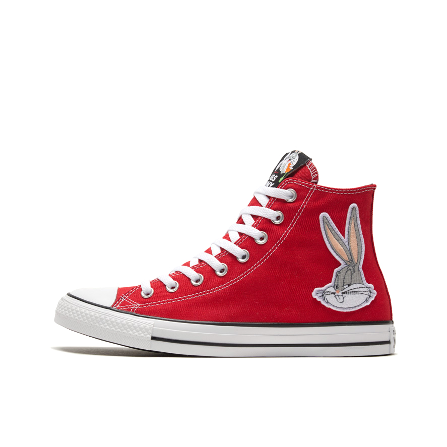推荐商品：Converse/匡威 Chuck Taylor All Star 帆布鞋 常青款轻便防滑耐磨百搭复古圆头减震贴合高帮 兔八哥联名/红色/白色/灰色