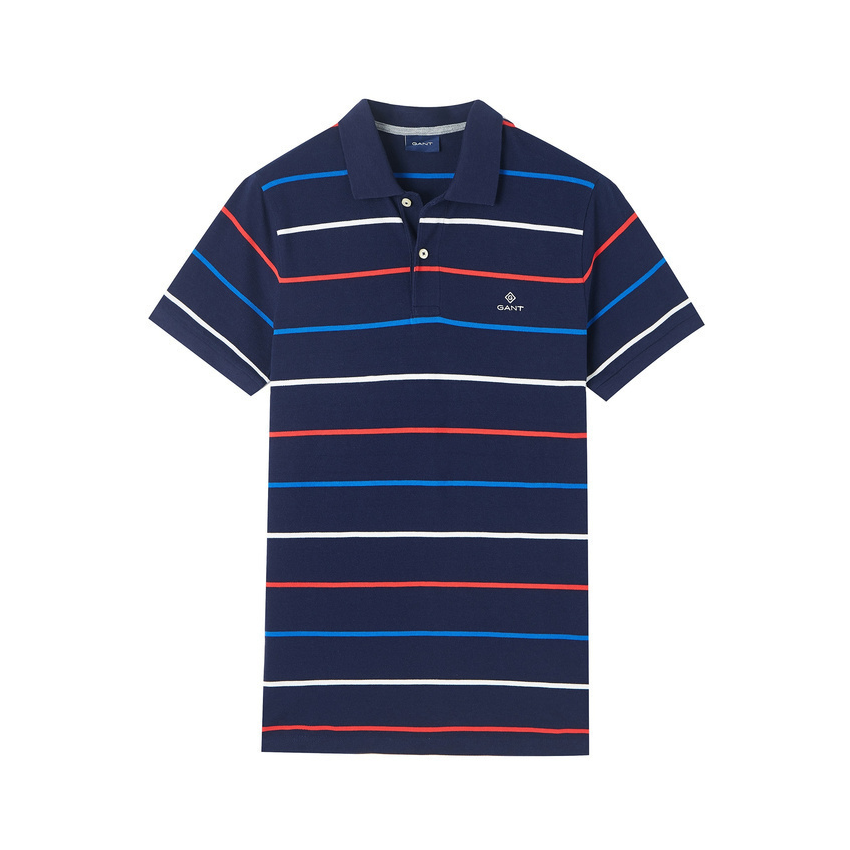 GANT 条纹翻领套头短袖T恤 男女同款 2022000