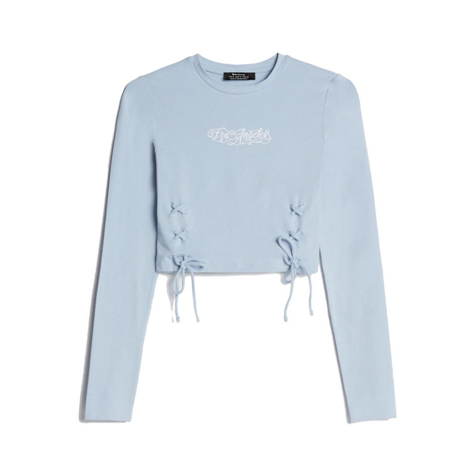 Bershka 图案绑带长袖上衣 男女同款 07577813441