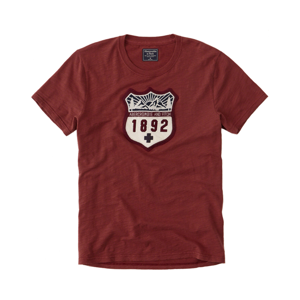 Abercrombie Fitch 修身纯棉圆领短袖印花T恤 男女同款