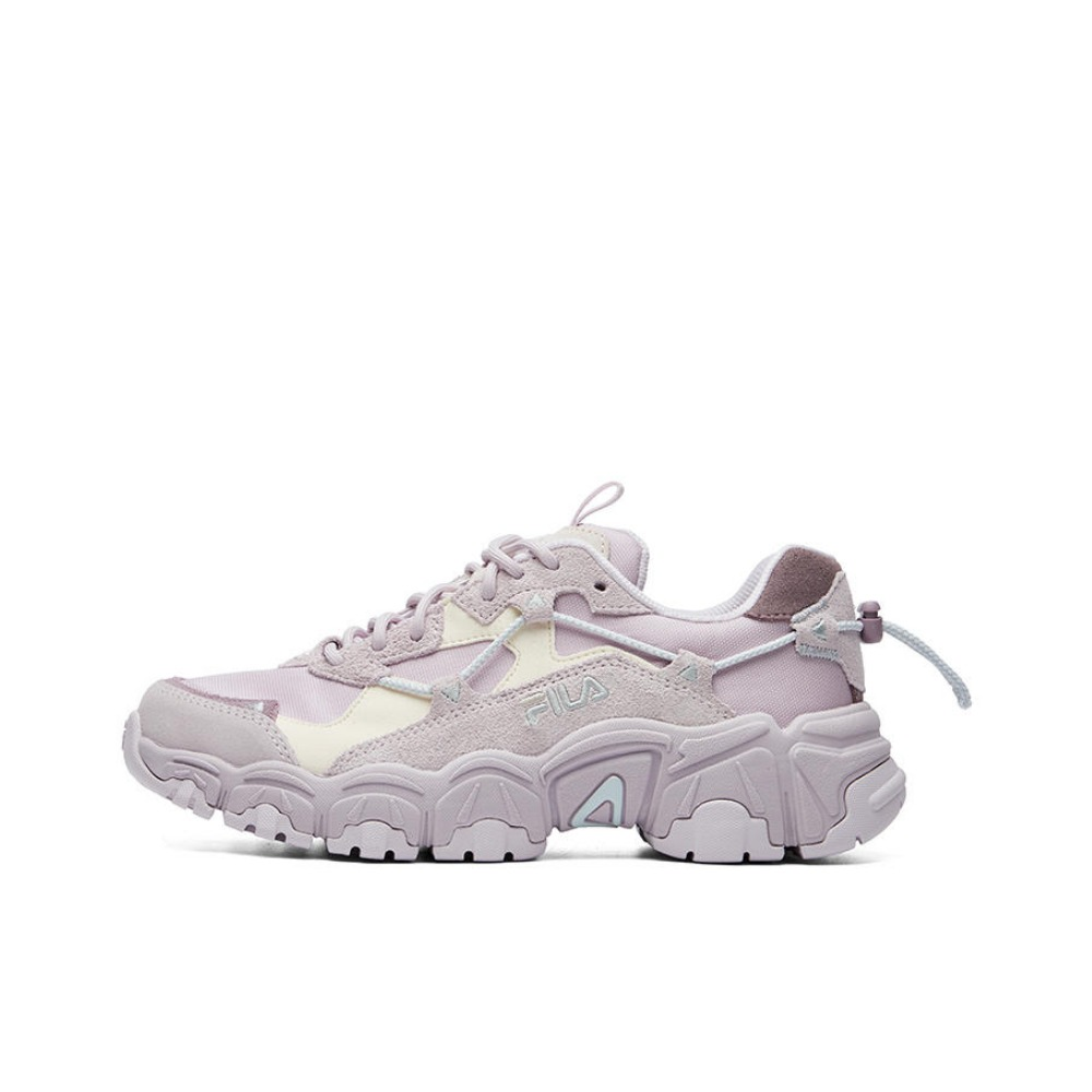 推荐商品：FILA/斐乐 猫爪1代 老爹鞋 复古百搭时尚休闲运动舒适防滑耐磨减震透气轻便厚底增高合成革 淡紫