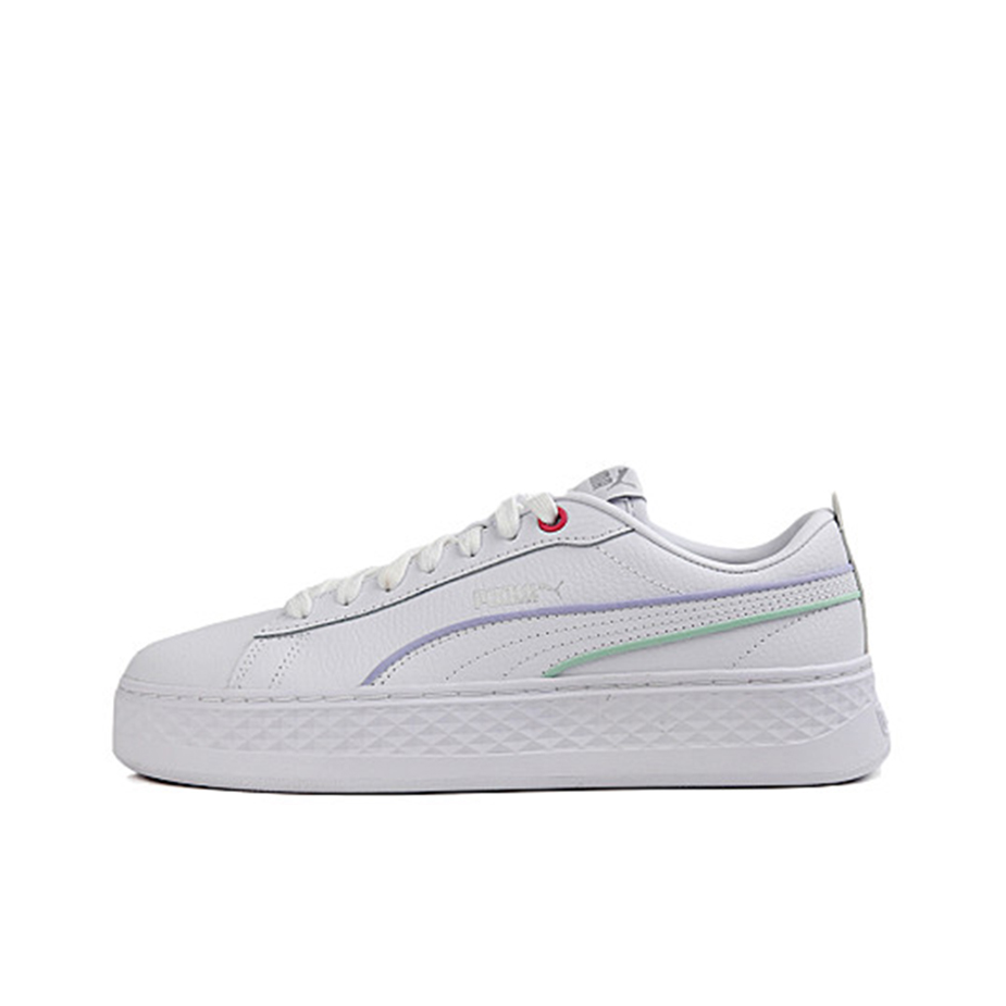 推荐商品：Puma/彪马 Smash Platform 松糕鞋 板鞋 防滑耐磨舒适透气轻便百搭复古圆头包裹性 白紫绿