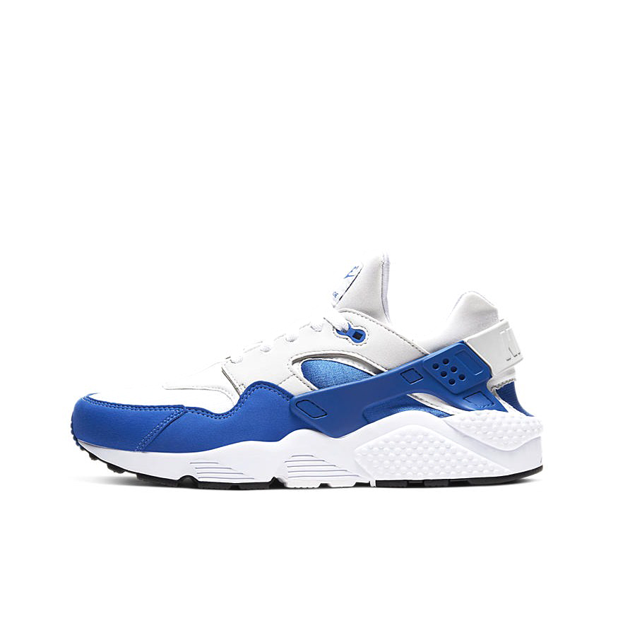 推荐商品：Nike Air Huarache 跑鞋 轻便透气舒适耐磨缓震复古防滑织物合成革运动低帮圆头 White/Blue 白蓝