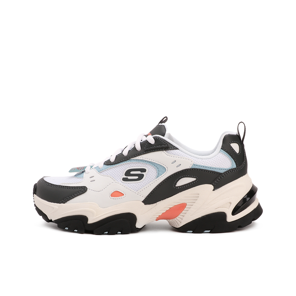 推荐商品：Skechers/斯凯奇  Stamina V2  机甲鞋二代  老爹鞋 跑步鞋 机能风绑带厚底增高缓震轻便  黑色/橙色/白色