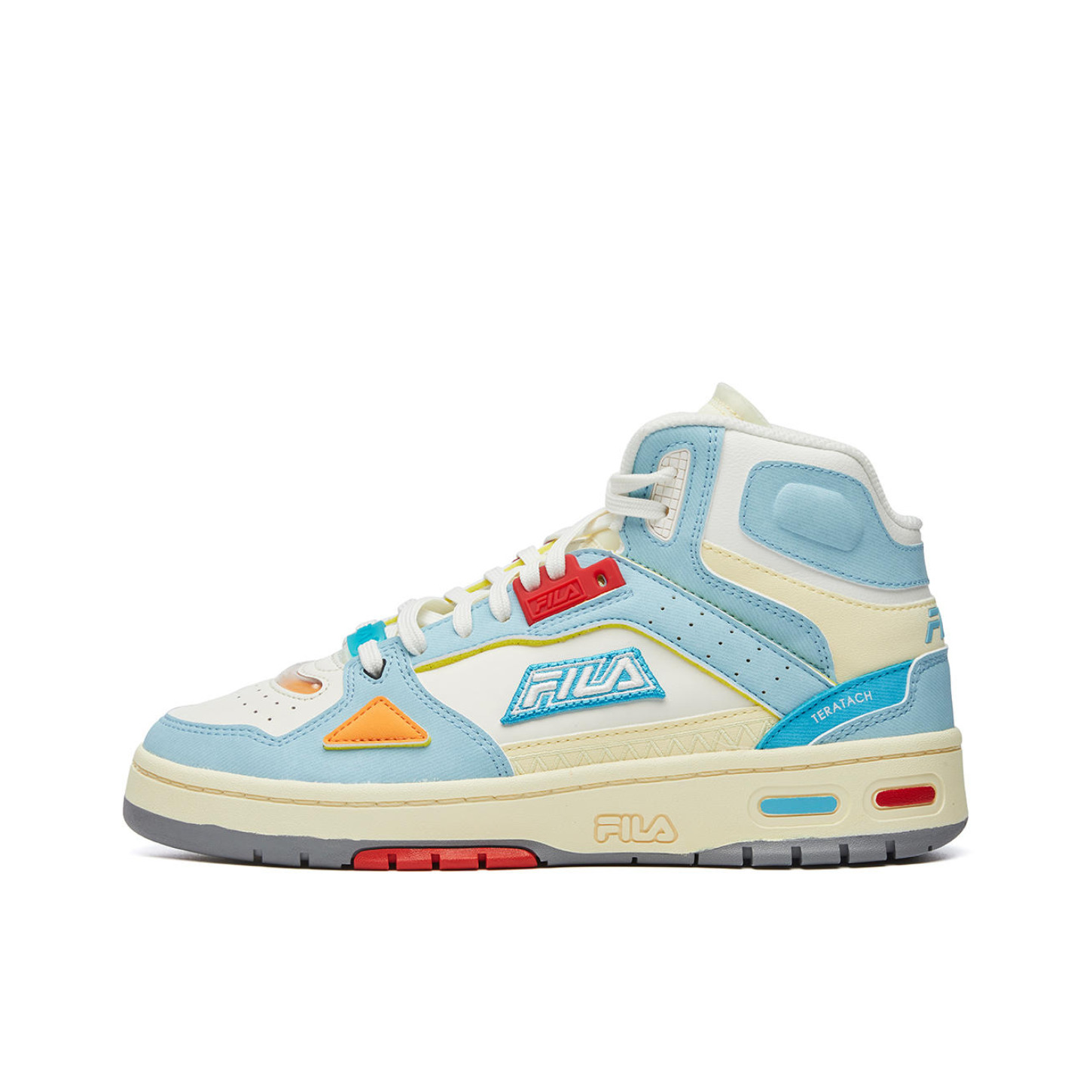 推荐商品：FILA/斐乐 Teratach 防滑耐磨 舒适透气 减震 织物 休闲百搭 复古时尚 潮流 运动 篮球鞋 同温蓝/雪白