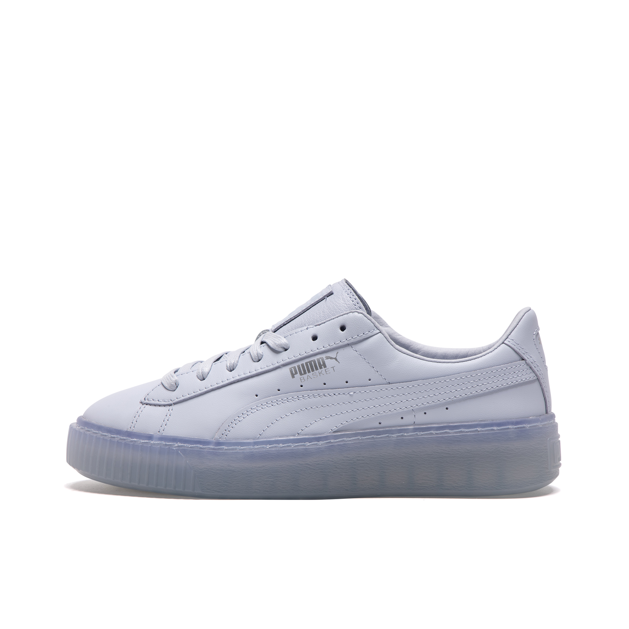 推荐商品：Puma/彪马 Basket Platform 板鞋 休闲复古轻便厚底增高防滑抓地 Lavernder 浅蓝生胶