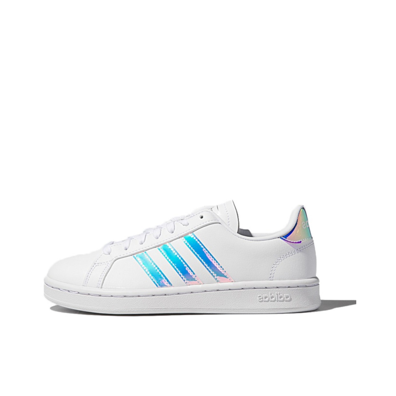 推荐商品：adidas NEO Grand Court 板鞋 防滑耐磨减震透气休闲复古时尚防水轻运动 Silver Mint 白色炫彩/白镭射