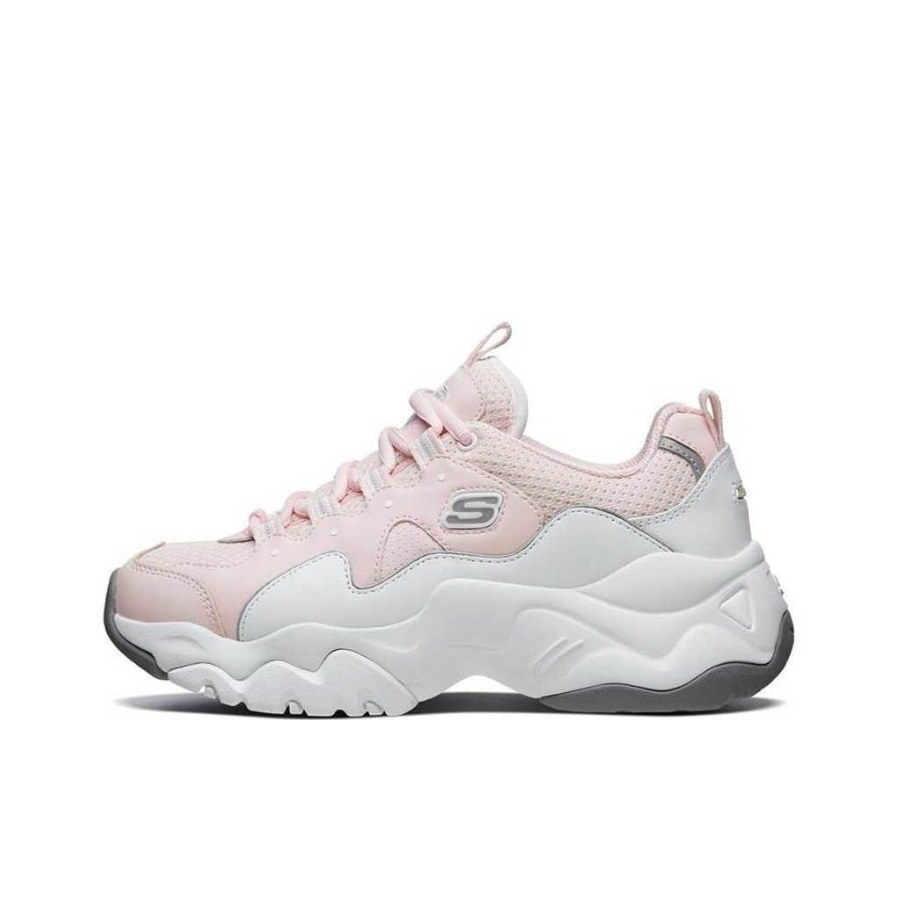 推荐商品：Skechers/斯凯奇  D'Lites 3.0  老爹鞋 熊猫鞋 复古厚底增高支撑 Pink/White 粉色/白色