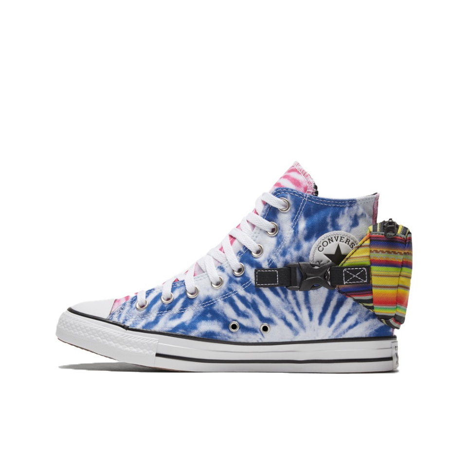 推荐商品：Converse/匡威 Chuck Taylor All Star 帆布鞋 常青款轻便防滑耐磨百搭复古圆头减震贴合高帮 蓝粉扎染/口袋