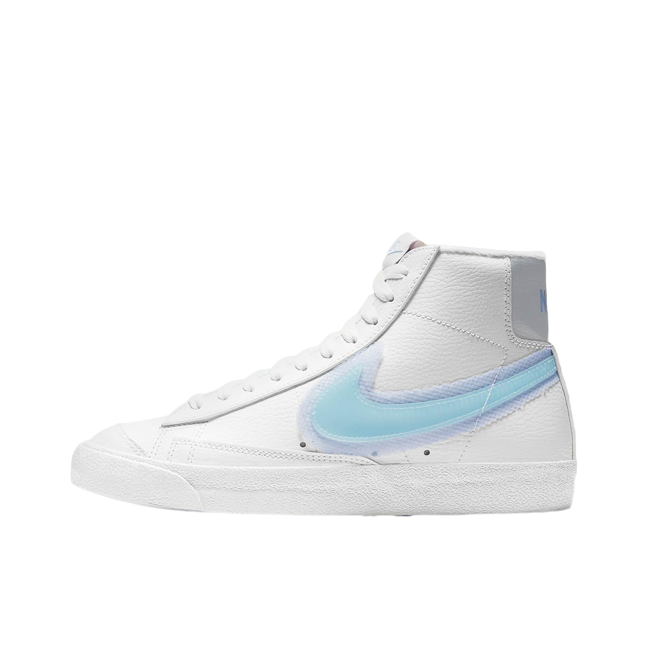 推荐商品：Nike Blazer 板鞋 经典复古防滑舒适百搭 Glacier Blue 中帮/白色/冰川蓝/金属铂金