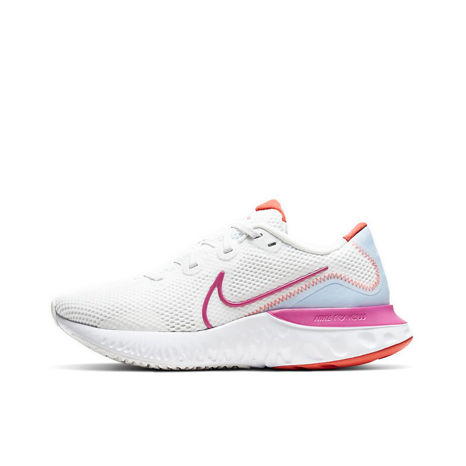 推荐商品：Nike Renew Run 跑鞋 缓震回弹轻便透气耐磨休闲防滑 白灰粉