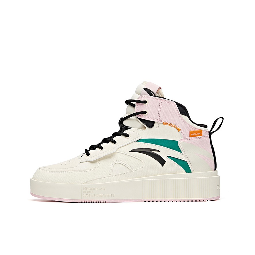 推荐商品：安踏 生活系列 防滑耐磨 透气 潮流 休闲鞋 922048012 米白/黑色/水果粉