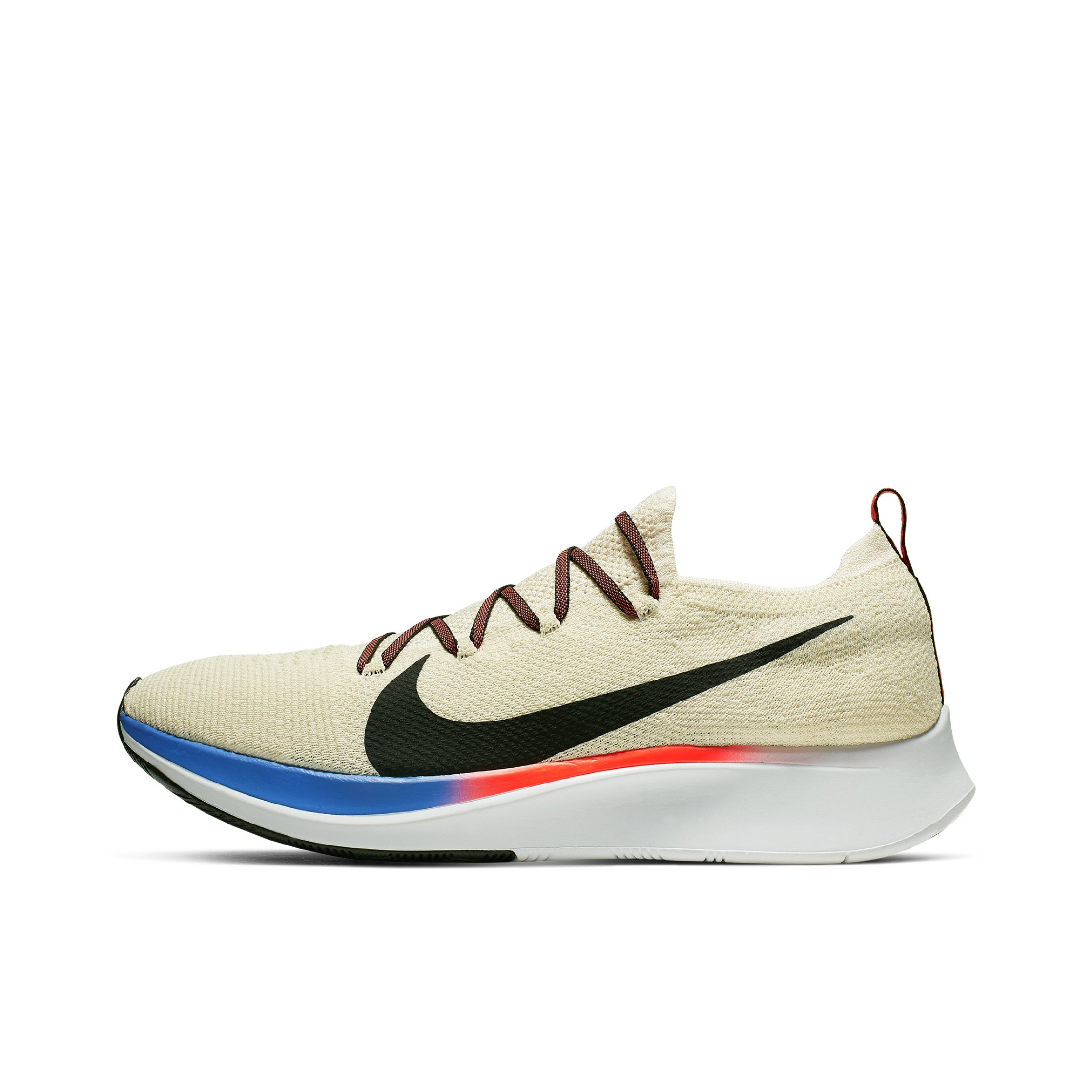 推荐商品：Nike Zoom Fly Flyknit 跑鞋 防滑耐磨舒适透气轻便缓震编织织物气垫泡棉马拉松 Light Cream/University Red/Blue 奶白/蓝红