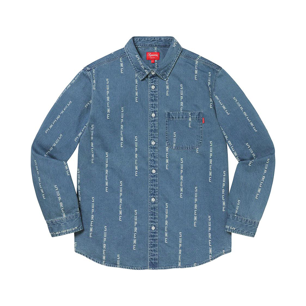 Supreme Week 15 LOGO STRIPE JACQUARD DENIMSHIRT外套 男女同款