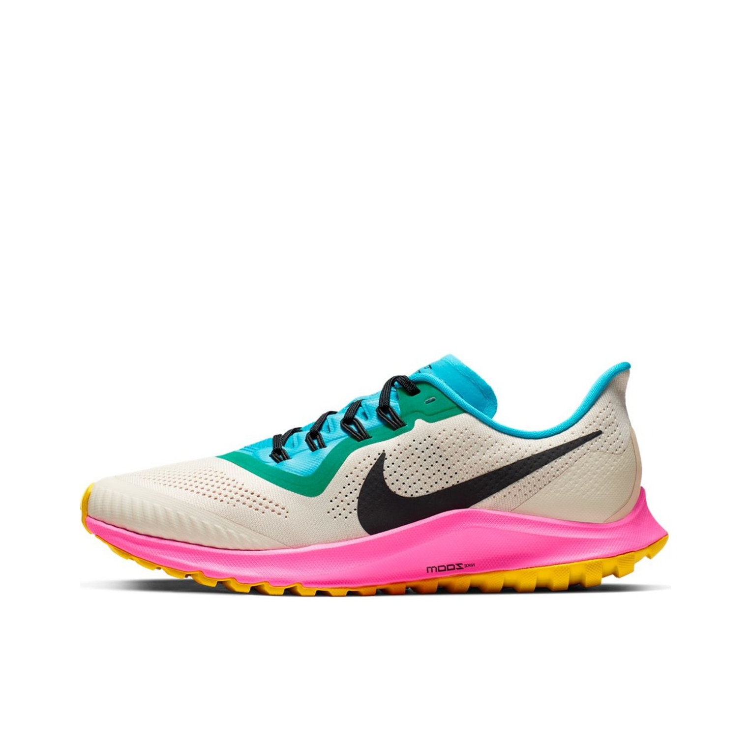推荐商品：Nike Air Zoom Pegasus 36 Trail 跑鞋 舒适减震防滑耐磨马拉松织物轻便 HotPink/LightGrey/MediumSpringGreen 粉/灰/绿