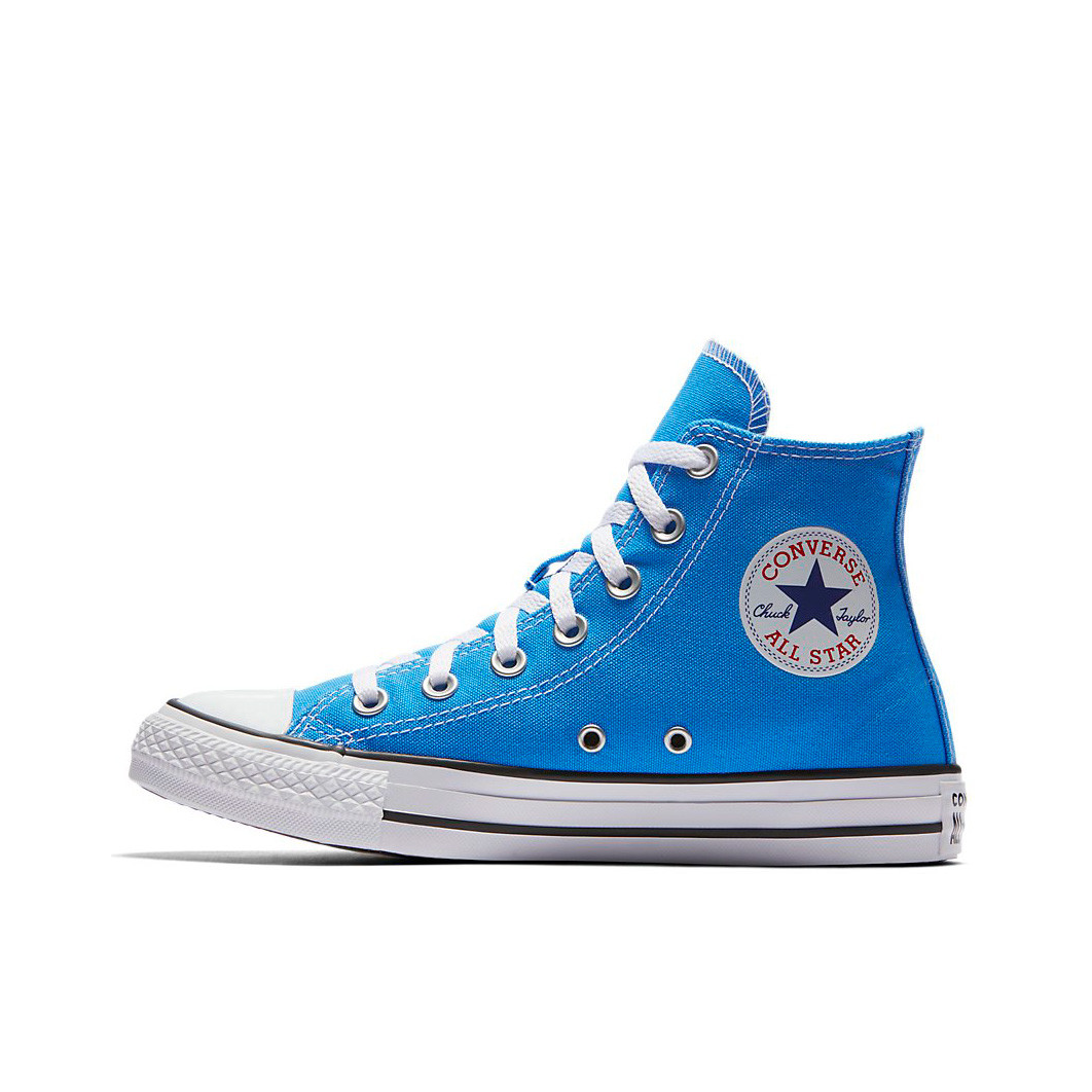 推荐商品：Converse/匡威 Chuck Taylor All Star 帆布鞋 常青款轻便防滑耐磨百搭复古圆头减震贴合高帮 Blue Hero 高帮/天蓝色/白色