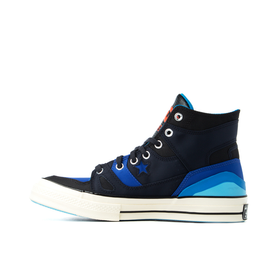 推荐商品：Converse/匡威 Chuck 70 E260 帆布鞋 潮流拼接复古舒适包裹防滑耐磨 蓝黑/橙