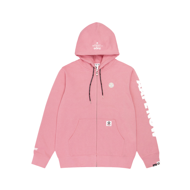 Aape 猿颜徽章字母印花连帽加绒卫衣 男女同款 3615