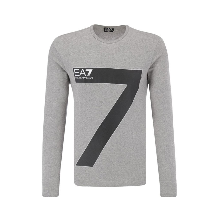EMPORIO ARMANI EA7数字印花logo休闲圆领长袖打底衫T恤 男女同款