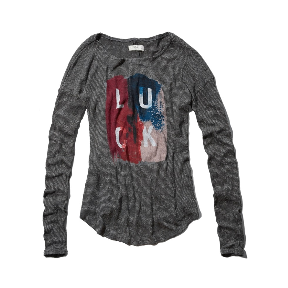 Abercrombie Fitch 修身柔软薄款图案长袖针织衫