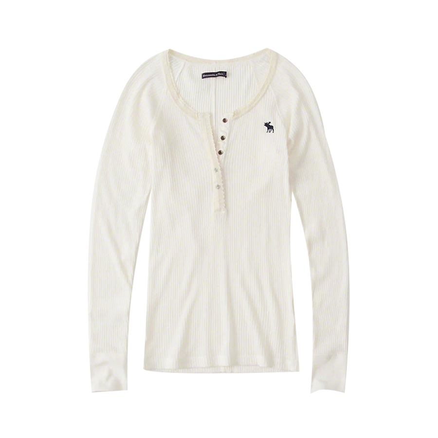 Abercrombie Fitch 亨利纽扣修身显瘦长袖T恤 男女同款