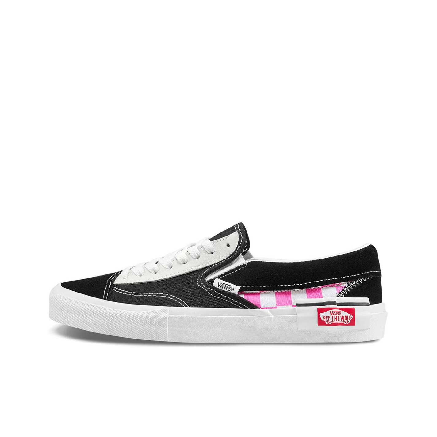 推荐商品：Vans/范斯 Classic Slip-on 防滑 简约 棋盘格 一脚蹬 百搭 休闲 帆布鞋 Black/HotPink/Gainsboro 黑粉解构