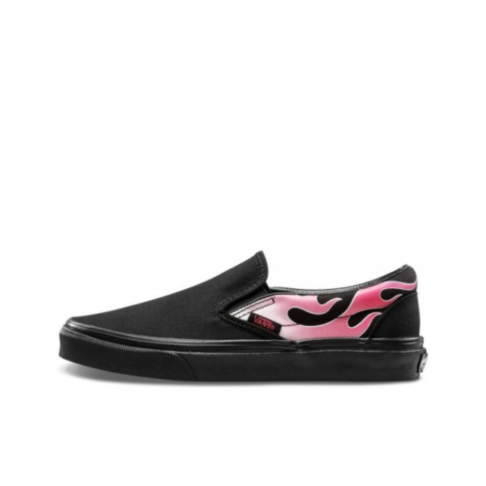 推荐商品：Vans/范斯 Classic Slip-on 防滑 简约 棋盘格 一脚蹬 百搭 休闲 帆布鞋 Flame/Black / Neon Pink 黑粉/火焰