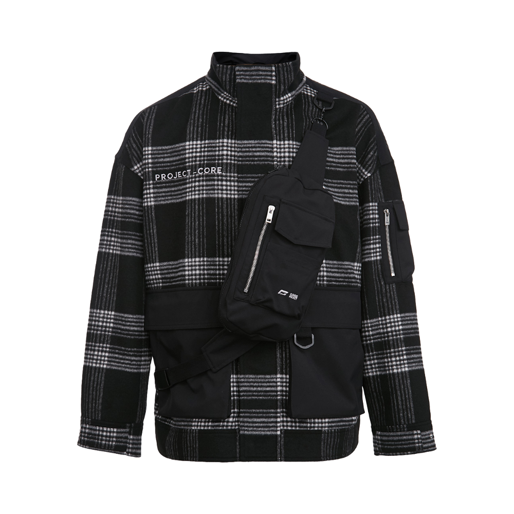 JACK JONES 杰克琼斯 流休闲格纹立领毛呢夹克 221127011