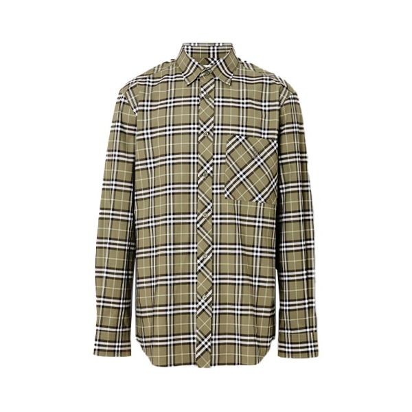Burberry 博柏利 棉质格纹单排扣长袖衬衫 男女同款 80175631