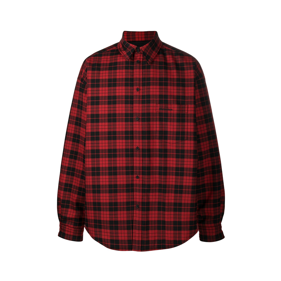 Balenciaga/巴黎世家 格纹LOGO长袖衬衫 男女同款 642339TKM274202