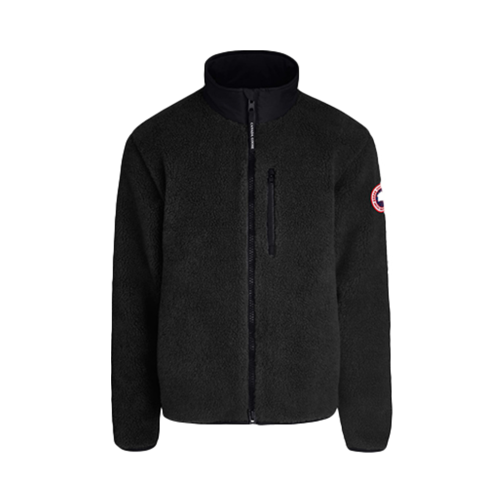 Canada Goose Kelowna徽标立领长袖刺绣羊毛抓绒拉链夹克 黑色 男女同款
