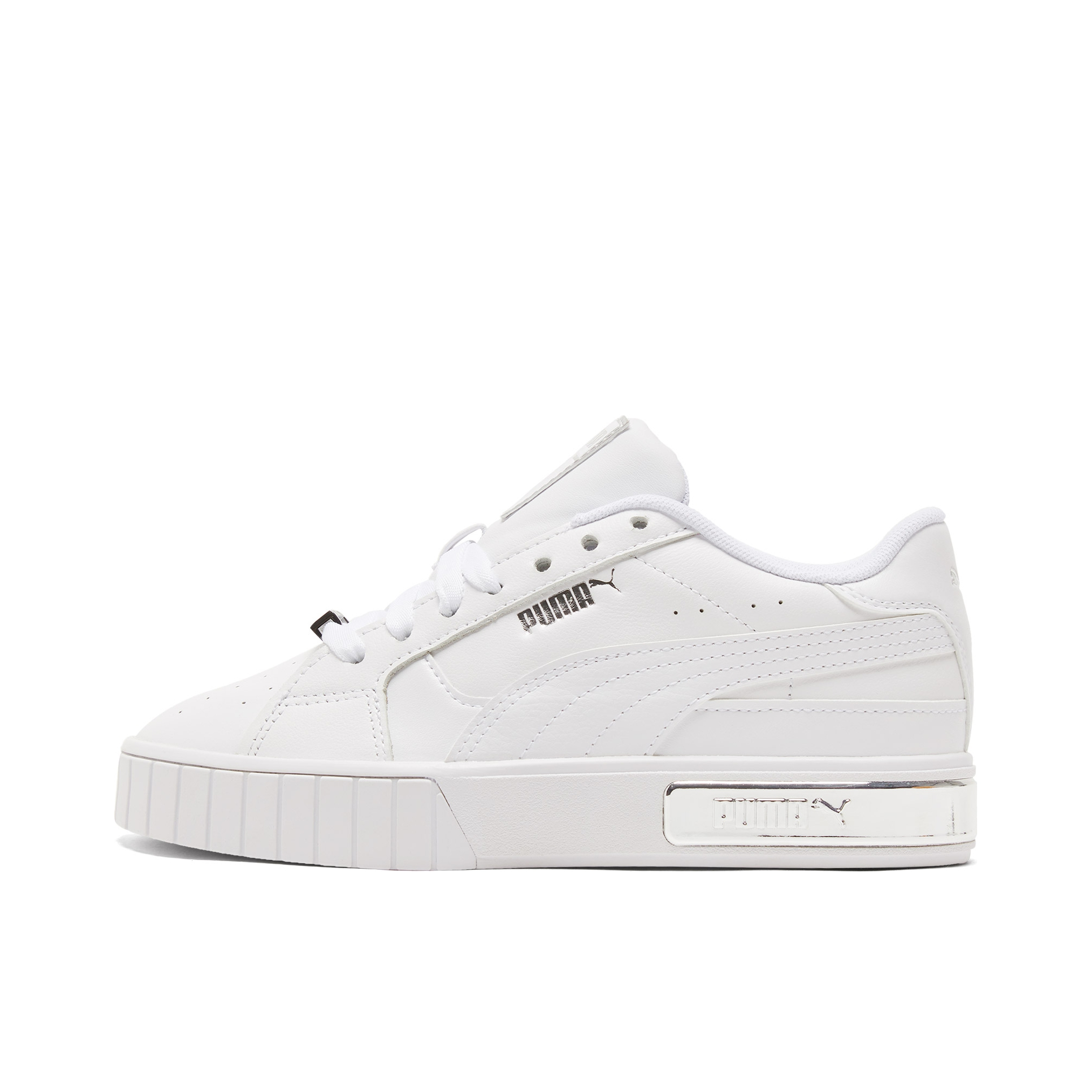 推荐商品：Puma/彪马 Cali 板鞋 时尚复古减震回弹增高防滑耐磨舒适透气厚底 白色/银标