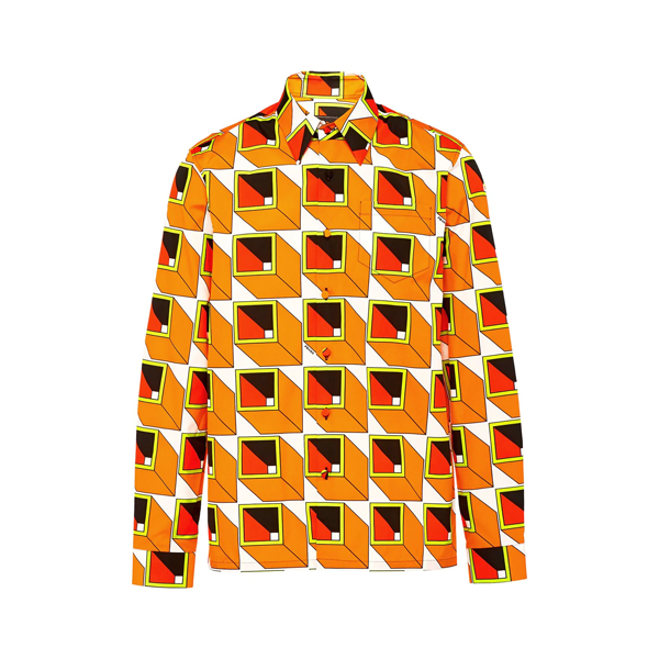 PRADA 几何图案印花系扣衬衫 男女同款