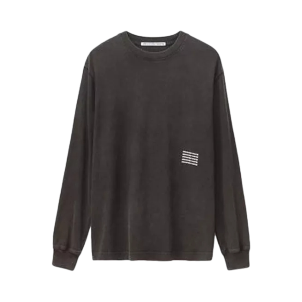 Alexander Wang 纯色酸洗小Logo印花长袖圆领套头T恤 男女同款 6C191038X1