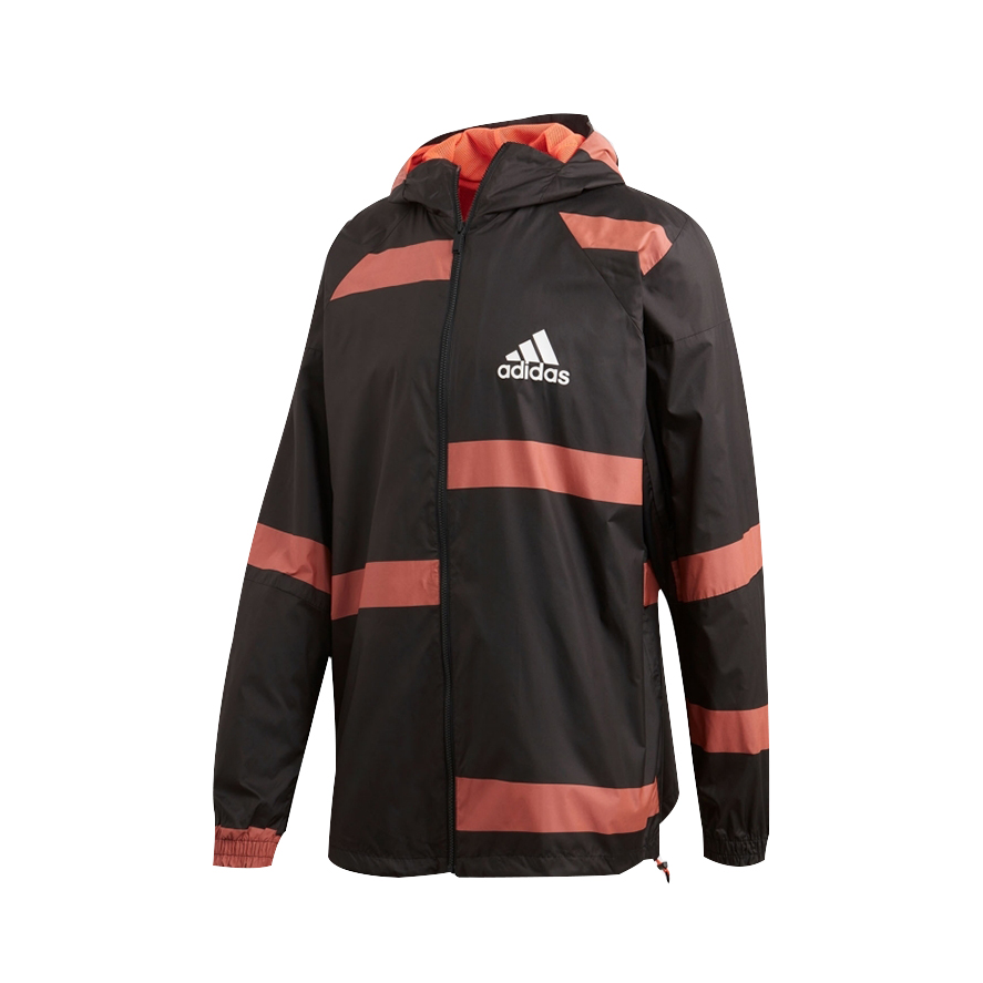 adidas 春季新款梭織透氣防風(fēng)衣運動連帽夾克 男女同款 FL3612