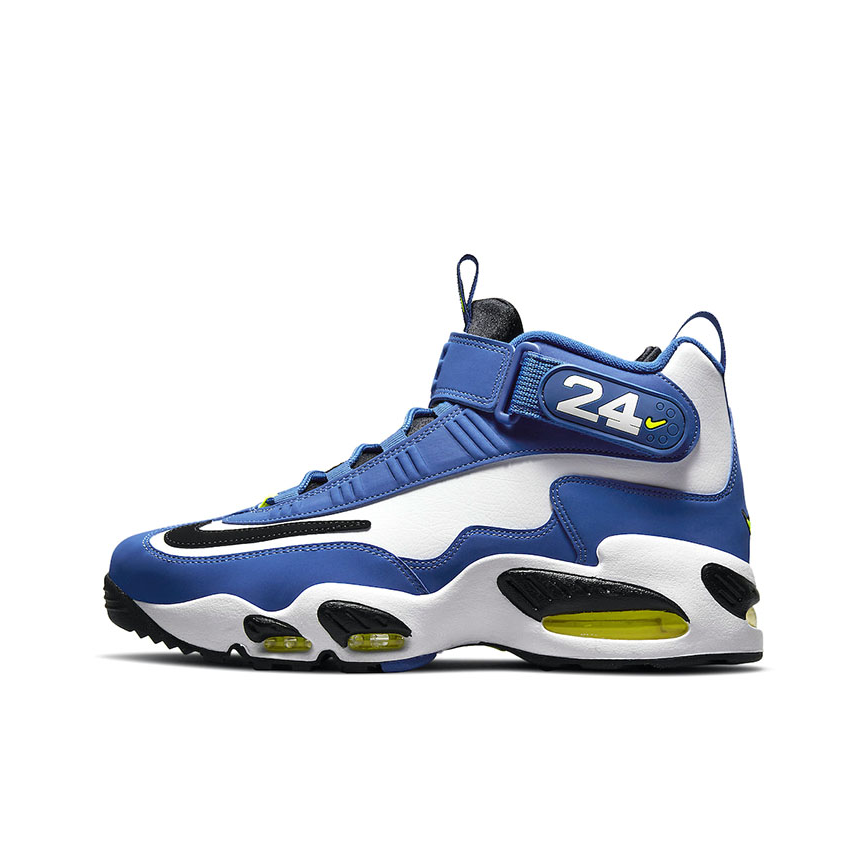 推荐商品：Nike Air Griffey Max 1缓震 防滑耐磨 复古经典 舒适百搭 绒面革 减震 篮球鞋 Varsity Royal 皇家蓝/白色