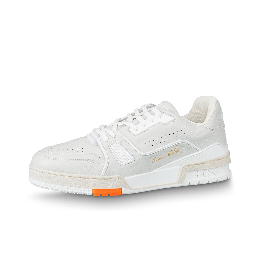 推荐商品：Louis Vuitton Trainer系列 时尚 牛皮 圆头 防滑 轻便 板鞋 白色/橙色