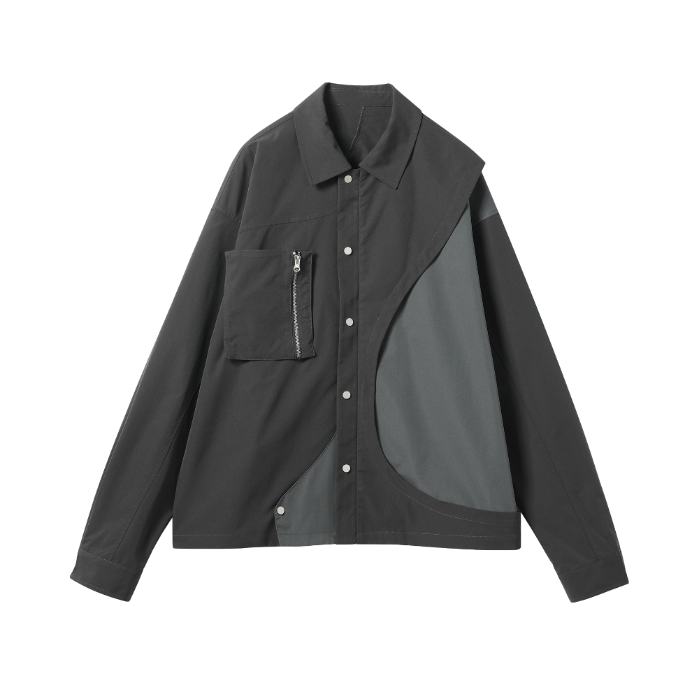 THINGy 撞色拼接结构长袖衬衫 男女同款