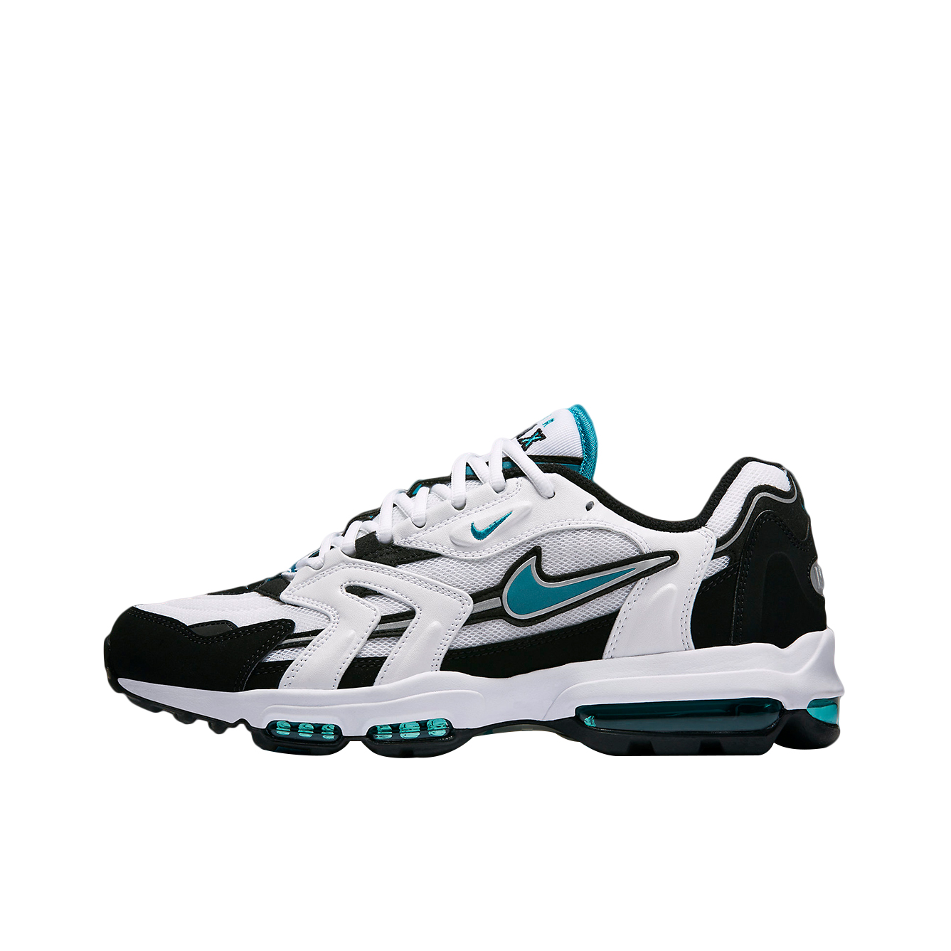 推荐商品：Nike Air Max 96 II XX 跑鞋 减震防滑舒适耐磨网布透气缓震气垫复古包裹性支撑合成革织物训练 Mystic Teal 白色/黑色/蓝色
