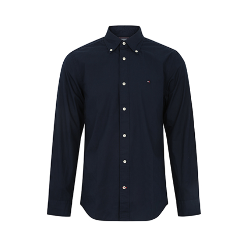 Tommy Hilfiger 纯棉商务刺绣翻领长袖衬衫 男女同款 MW0MW15650