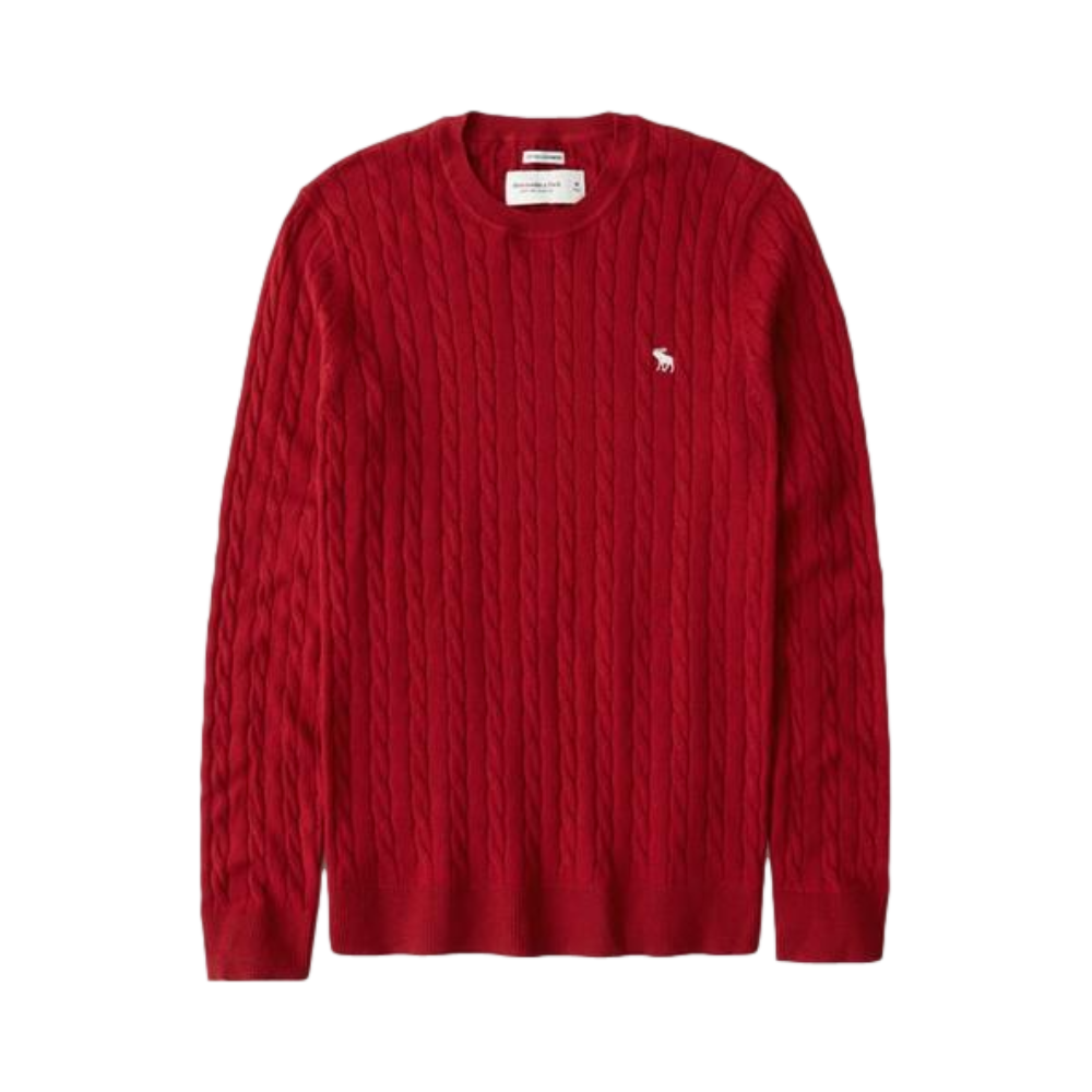 Abercrombie Fitch 棉山羊绒麻花纹圆领长袖针织衫 男女同款 306886-1