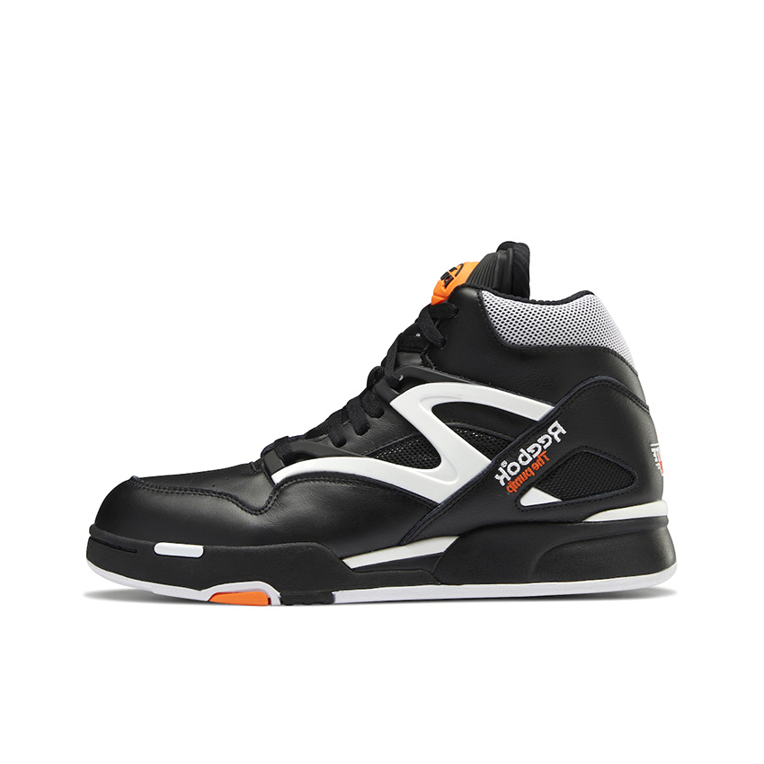 推荐商品：Reebok/锐步 Pump Omni Zone 2 运动休闲鞋 防滑耐磨舒适透气减震支撑圆头织物包裹性合成革复古风人造革轻便 Dee Brown 黑色/白色/橙色