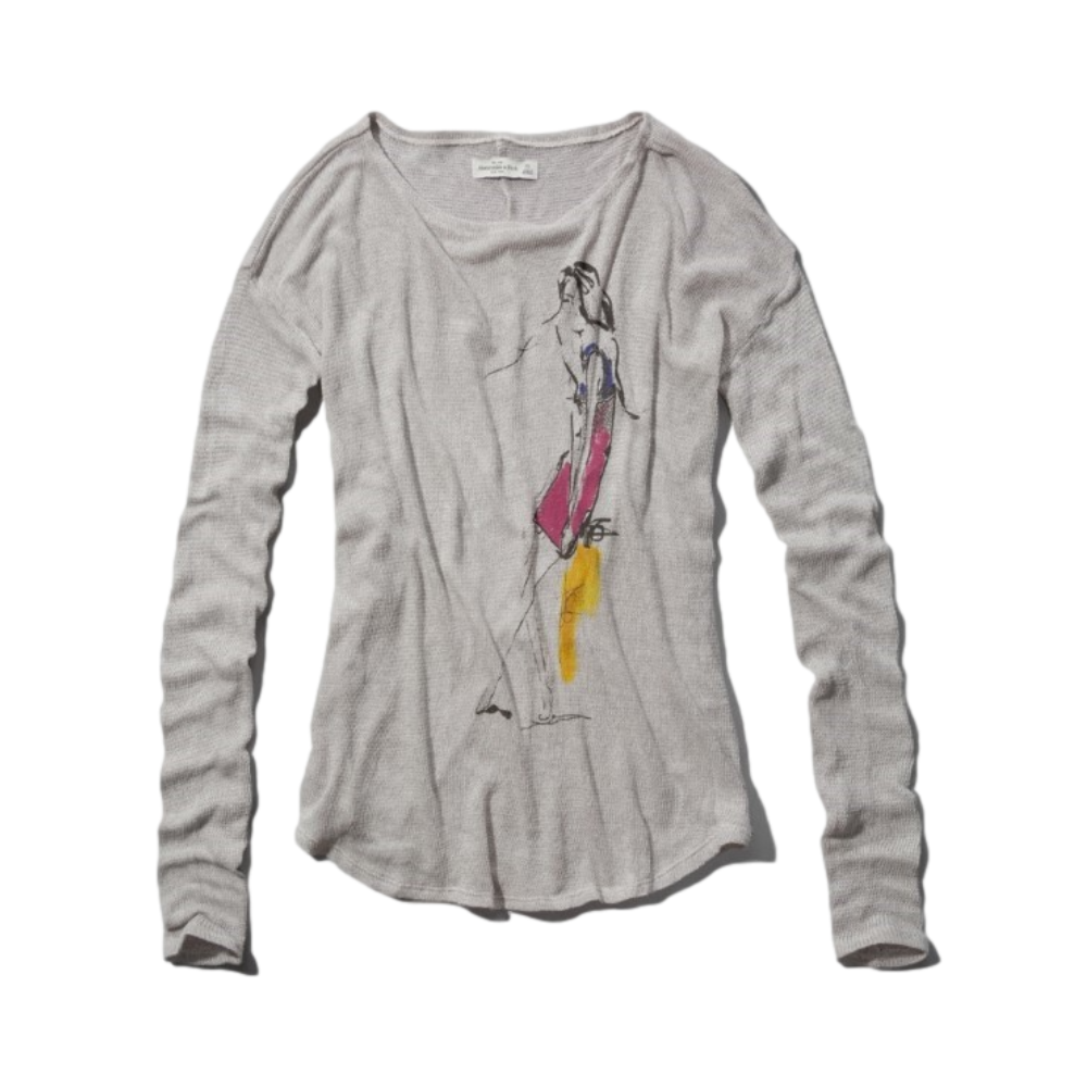 Abercrombie Fitch 修身柔软薄款图案长袖针织衫