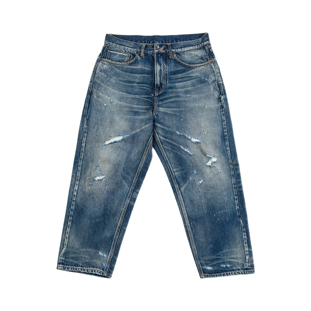 NORELIGION 日系水洗破坏刀割泼墨牛仔裤 3301-3