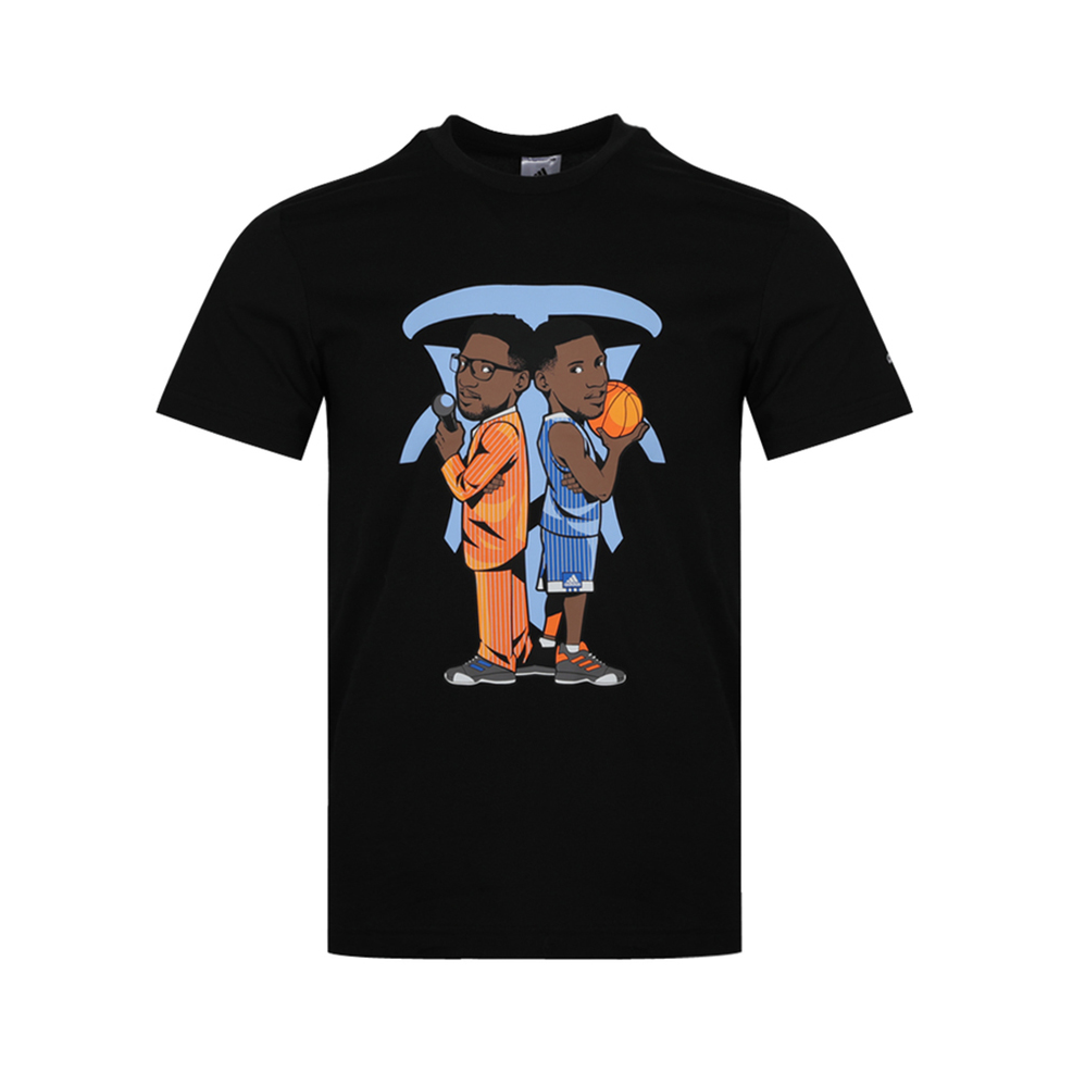 adidas 利拉德哈登罗斯联名运动卡通印花圆领短袖T恤 男女同款 DX6948