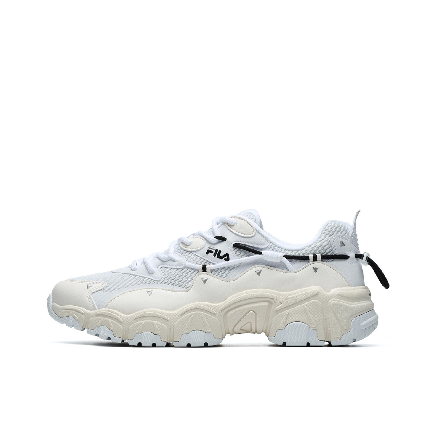 推荐商品：FILA/斐乐 猫爪1代 老爹鞋 复古百搭时尚休闲运动舒适防滑耐磨减震透气轻便厚底增高合成革 白色/米色/黑色