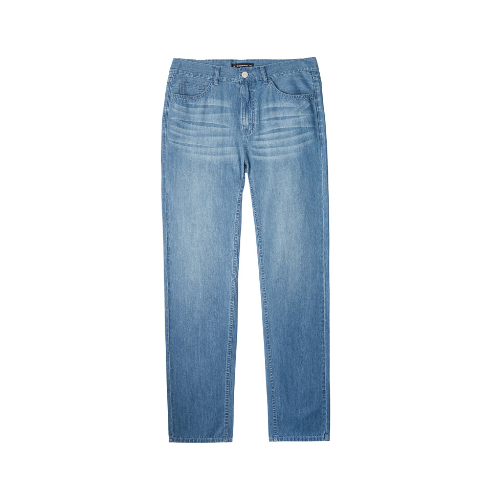 Giordano 猫须薄款凉爽洗水纯棉薄中腰牛仔长裤 13111011