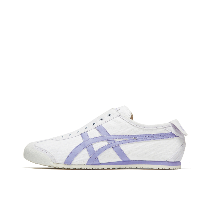 推荐商品：Onitsuka Tiger/鬼塚虎 Mexico 66 Slip-on 懒人鞋 德训鞋 运动休闲鞋 复古轻便透气一脚蹬舒适百搭 白色/紫色