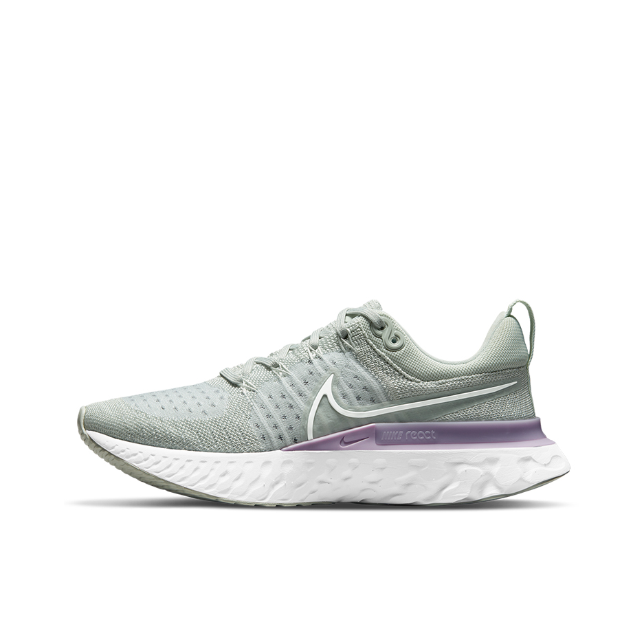 推荐商品：Nike React Infinity Run Flyknit 2 跑鞋 缓震轻便碳板回弹织物合成革防滑训练 银灰/紫色